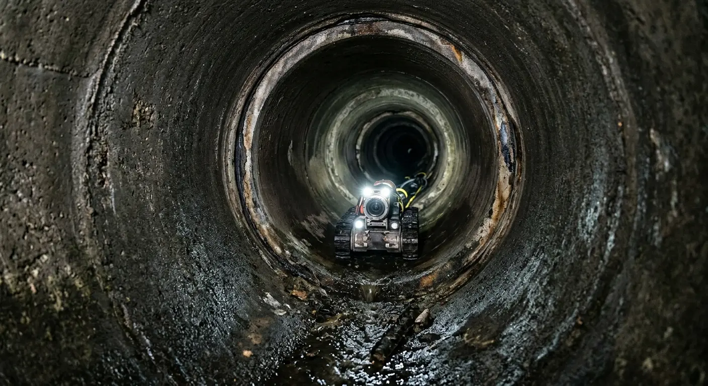 Robotic sewer camera inspecting pipe interior for Drain Snake Service in Hammond